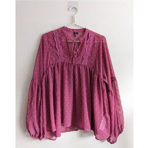 Vero Moda Swiss Dot oversized peplum blouse